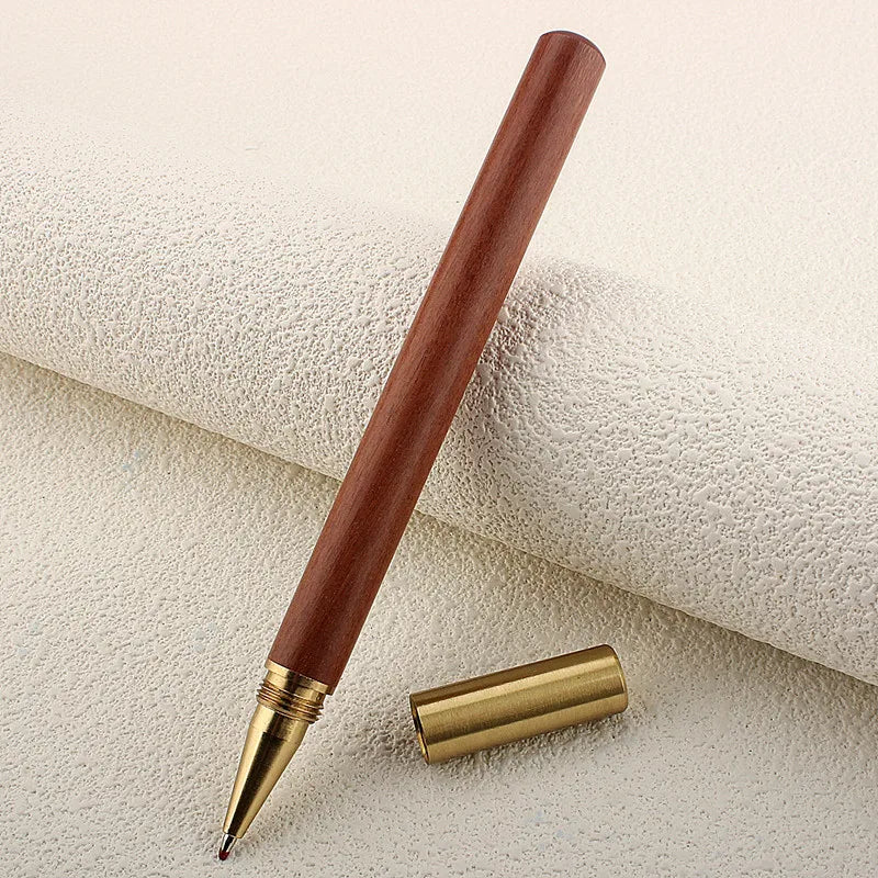 2PCS Vintage Wood Body Ballpoint Pen Brass Ball Roller Pen Metal Cap Ball Pen Stationery School Business Gifts Supplies