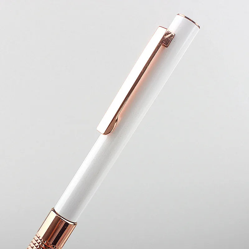 1/PCS Rotating metal ballpoint pen Rose goldl ball pens steel bar oil pen commercial stationery For Office & School Pen