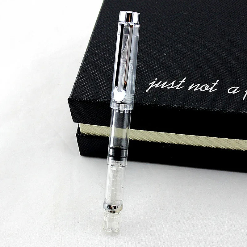 special offer Piston Fountain Pen Fine Nib 0.5mm Transparent Piston Ink Pen School Business Office Gift Writing Pen