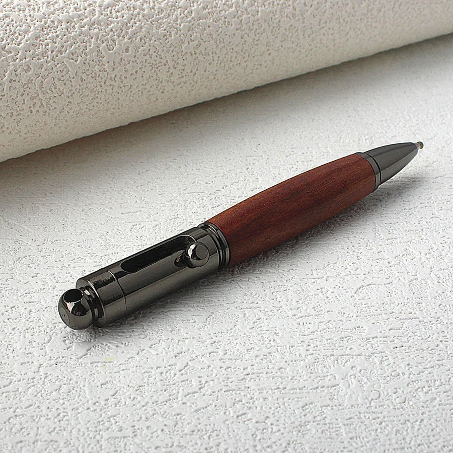 Vintage Bolt Action Mini Pocket Portable Metal Wood Ballpoint Pen Creative Student Handwriting Artist Writing Pens Office Supply