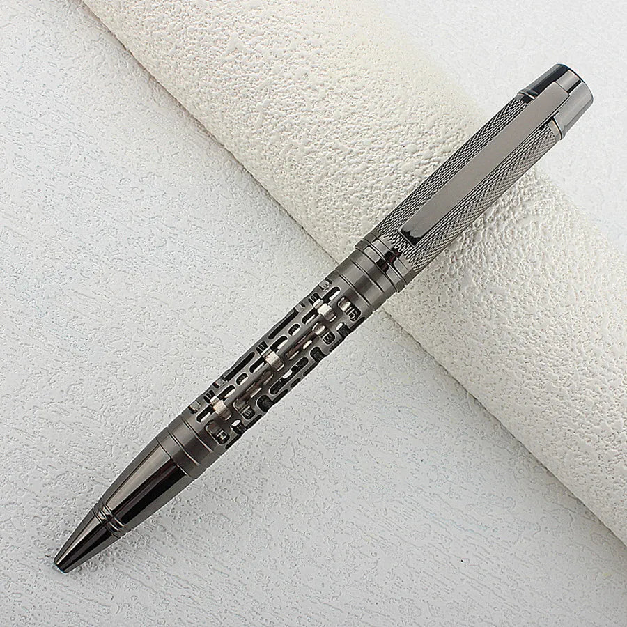 New Full Metal Ballpoint Pens Hollow Writing Pen Stainless Steel Office Business Gift Rollerball Pen