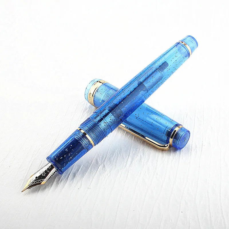 Fountain Pen Acrylic EF/F/M/Bent Nib Golden Trim with Converter Writing Pen