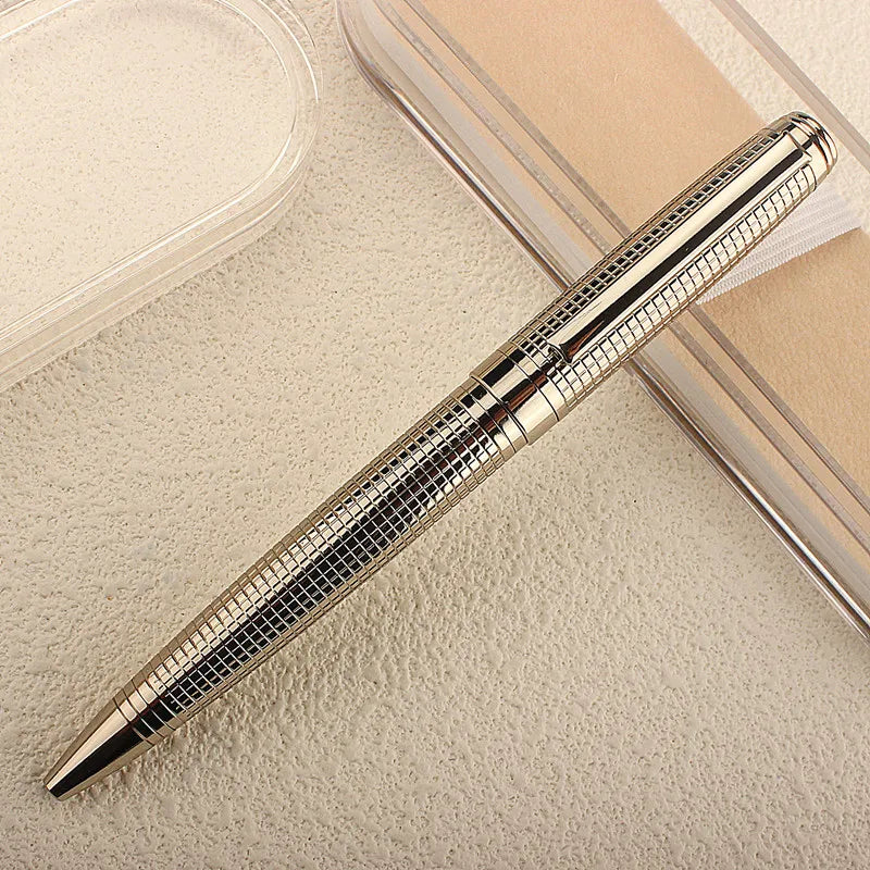 Metal Pen Stainless Steel Material Rotate Gel Pens Ink Blue Writing Ballpoint Pen Point 0.7mm for School Office Stationery