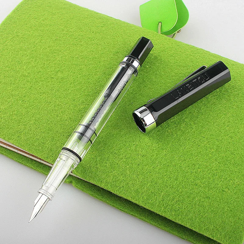 Fountain Pen Piston Plastic Ink Pen EF/F Nib Silver Clip Business Stationery Office school supplies Writing Gift